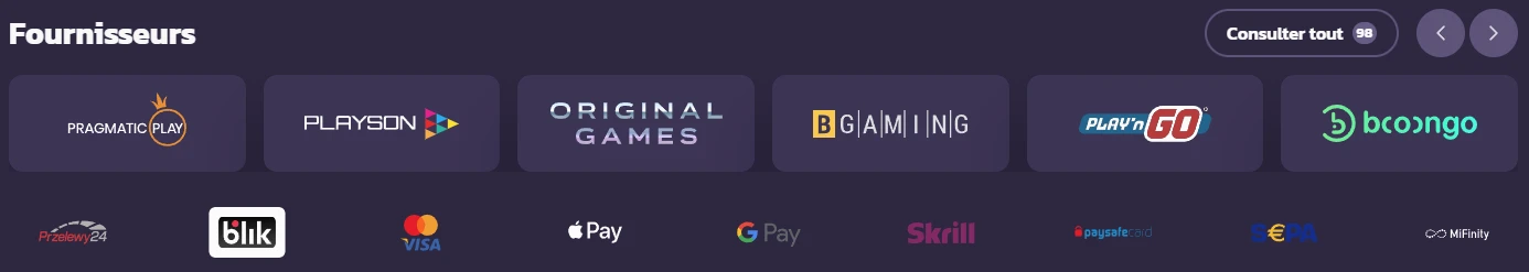 Coolzino Casino game providers