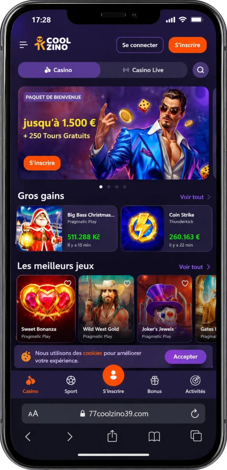 Coolzino Casino mobile application
